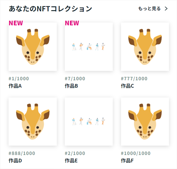 NFTコレクションの表示サンプル